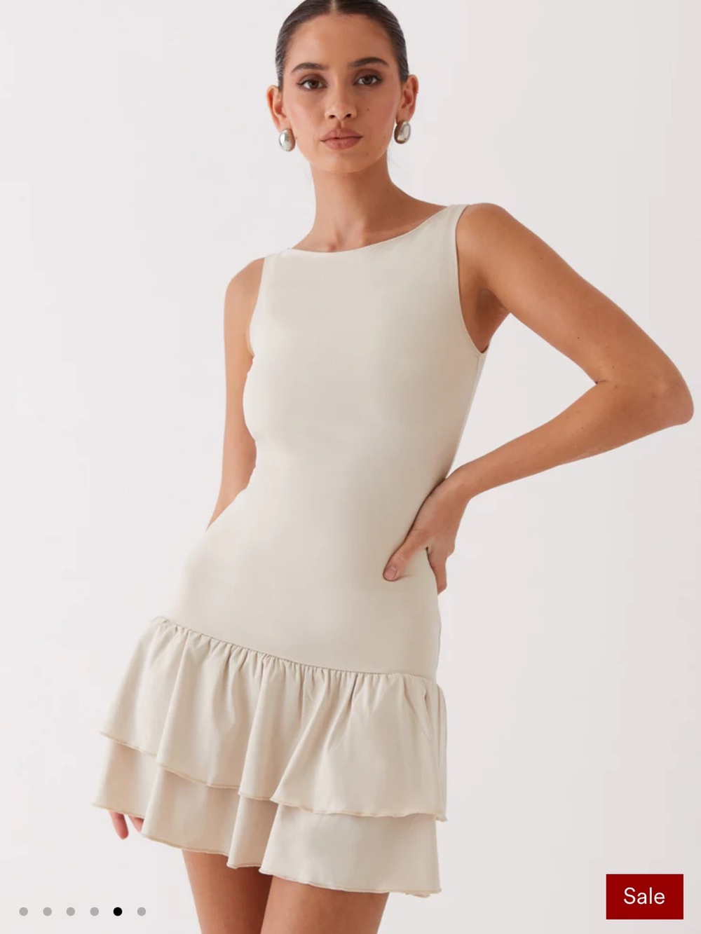 Peppermayo Cream Tiered Ruffle Mini Dress